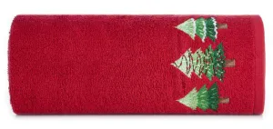 Ręcznik Santa 70x140 czerwony choinki świąteczny 17 450 g/m2 Eurofirany