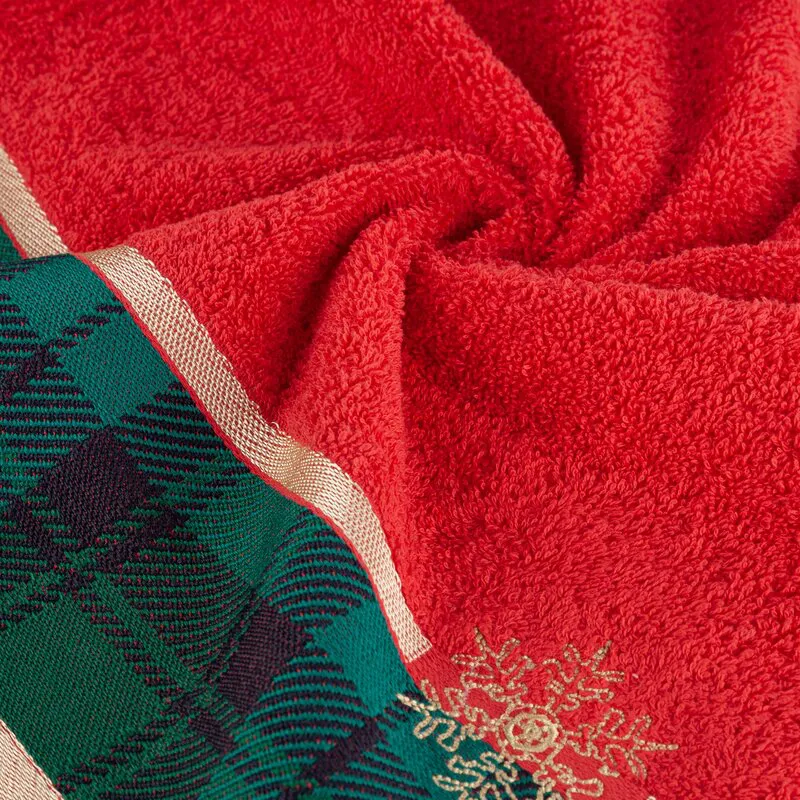 Ręcznik Cherry 70x140 czerwony zielony    świąteczny 01a 480 g/m2 Eurofirany