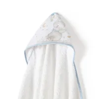 Okrycie kąpielowe 100x100 Słoń biały niebieski ręcznik z kapturkiem bawełniany frotte