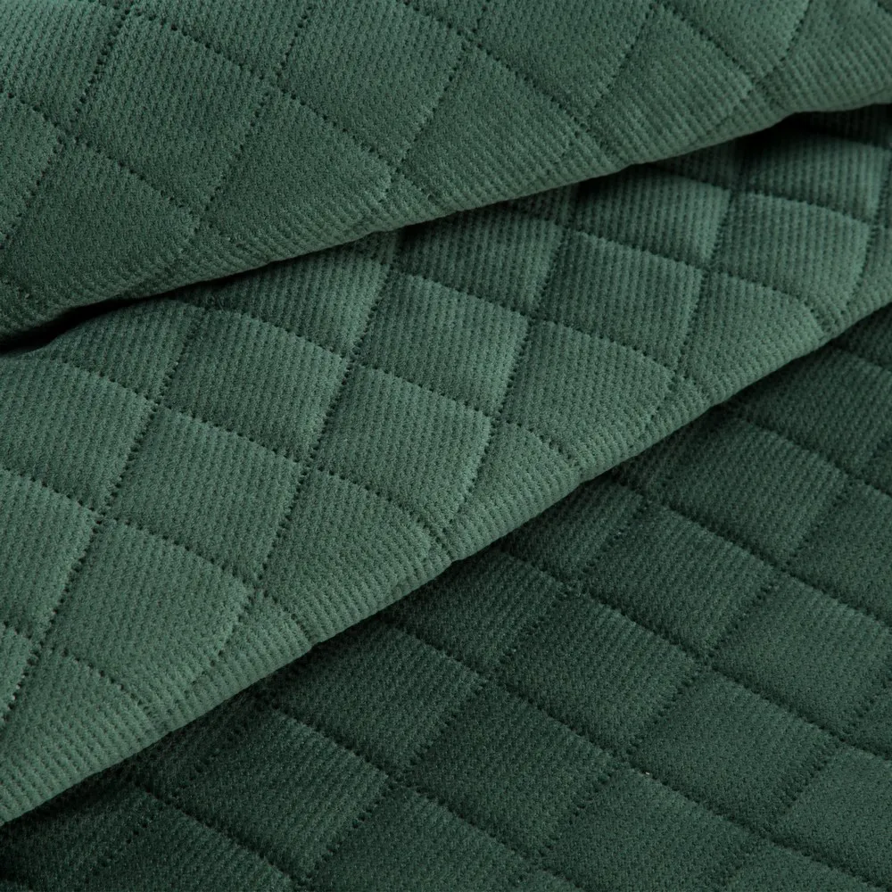 Narzuta dekoracyjna 220x240 Milo zielona ciemna romby geometria welwetowa Eurofirany