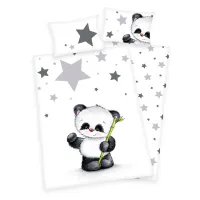 Pościel flanelowa 100x135 Panda 8647 Bambus gwiazdki do łóżeczka