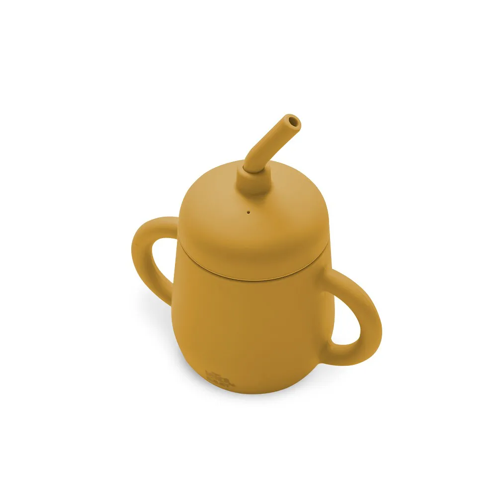 Kubek niekapek z silikonową słomką żółty  do nauki picia