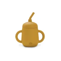 Kubek niekapek z silikonową słomką żółty do nauki picia