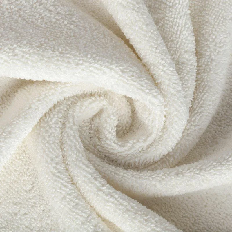 Ręcznik 50x90 Amanda kremowy z ozdobną welurową bordiurą w pasy frotte 500 g/m2 Eurofirany