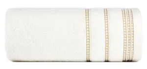 Ręcznik 50x90 Amanda kremowy z ozdobną welurową bordiurą w pasy frotte 500 g/m2 Eurofirany