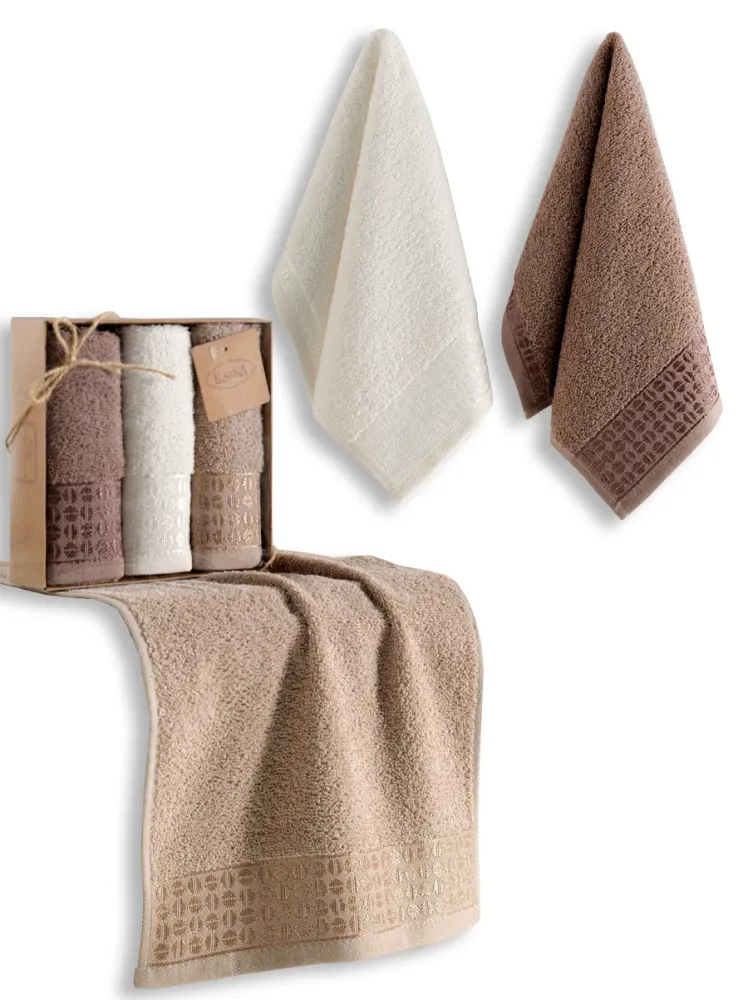 Zestaw ręczników kuchennych 30x50  kremowy brązowy beżowy 3 szt. Etiyopya