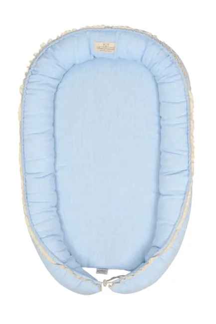 Gniazdko niemowlęce Prestige Linen 55x80   jasno niebieski materacyk pozycjonujący