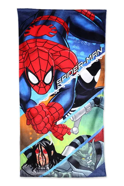 Ręcznik plażowy 70x140 Spiderman 2946 Człowiek Pająk Złoczyńcy dziecięcy