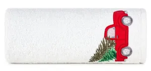 Ręcznik Santa 70x140 biały czerwone auto świąteczny 22 450 g/m2 Eurofirany