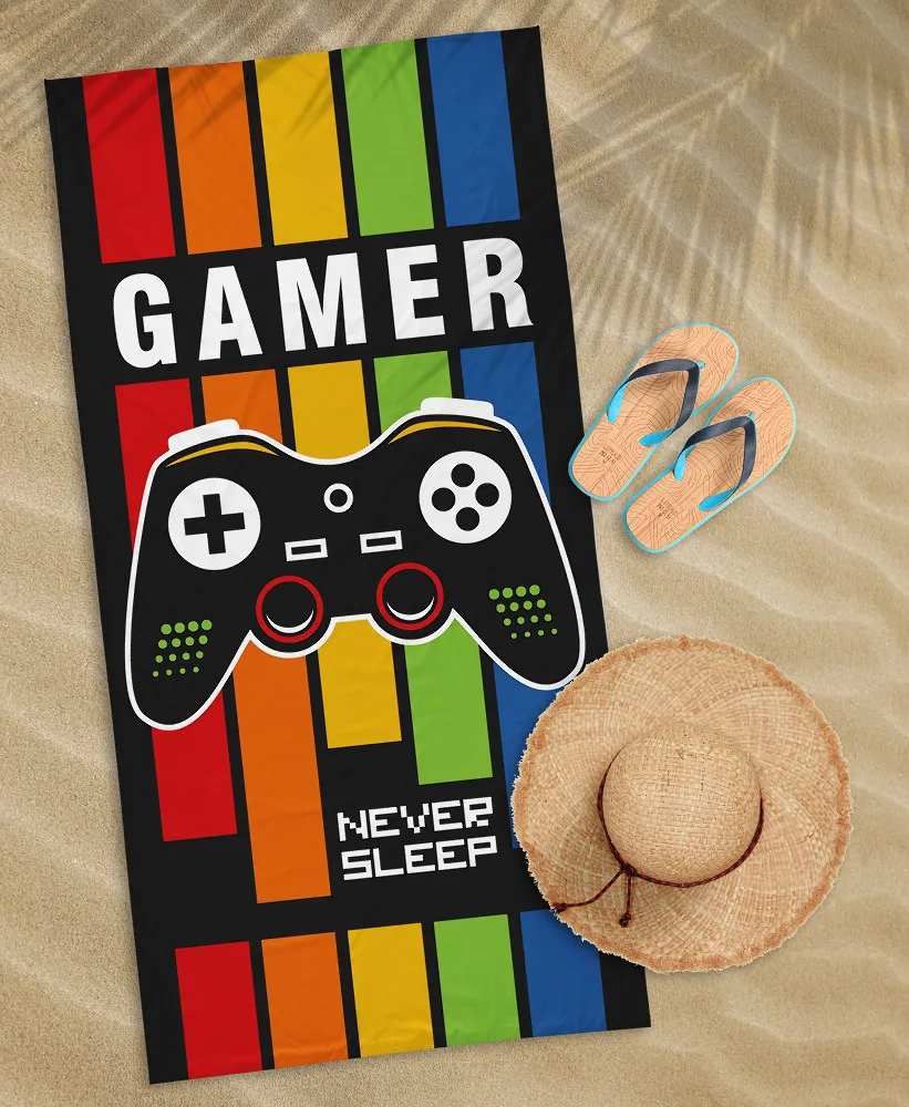 Ręcznik plażowy 70x140 Gamer 70 kolorowy  dziecięcy bawełniany