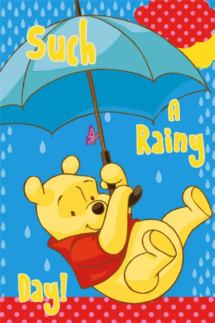 Ręcznik dziecięcy 40x60 Kubuś Puchatek 5342 parasolka niebieski krople deszczu bawełniany do przedszkola 047