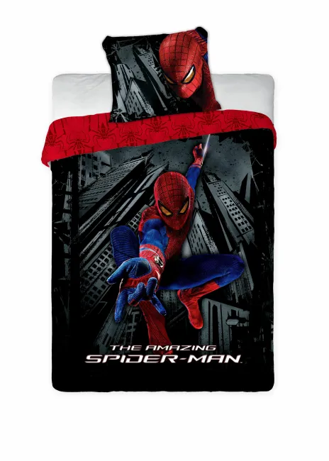 Pościel bawełniana 160x200 Spiderman Człowiek Pająk 6018 czarna czerwona The Amazing