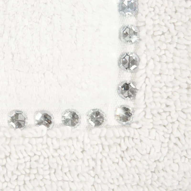 Dywanik 60x90 Chic biały z bawełny zdobiony kryształkami w stylu glamour Eurofirany