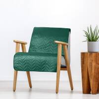 Narzuta dekoracyjna na fotel 70x160 Luiz zielona ciemna welwetowa dwustronna geometria