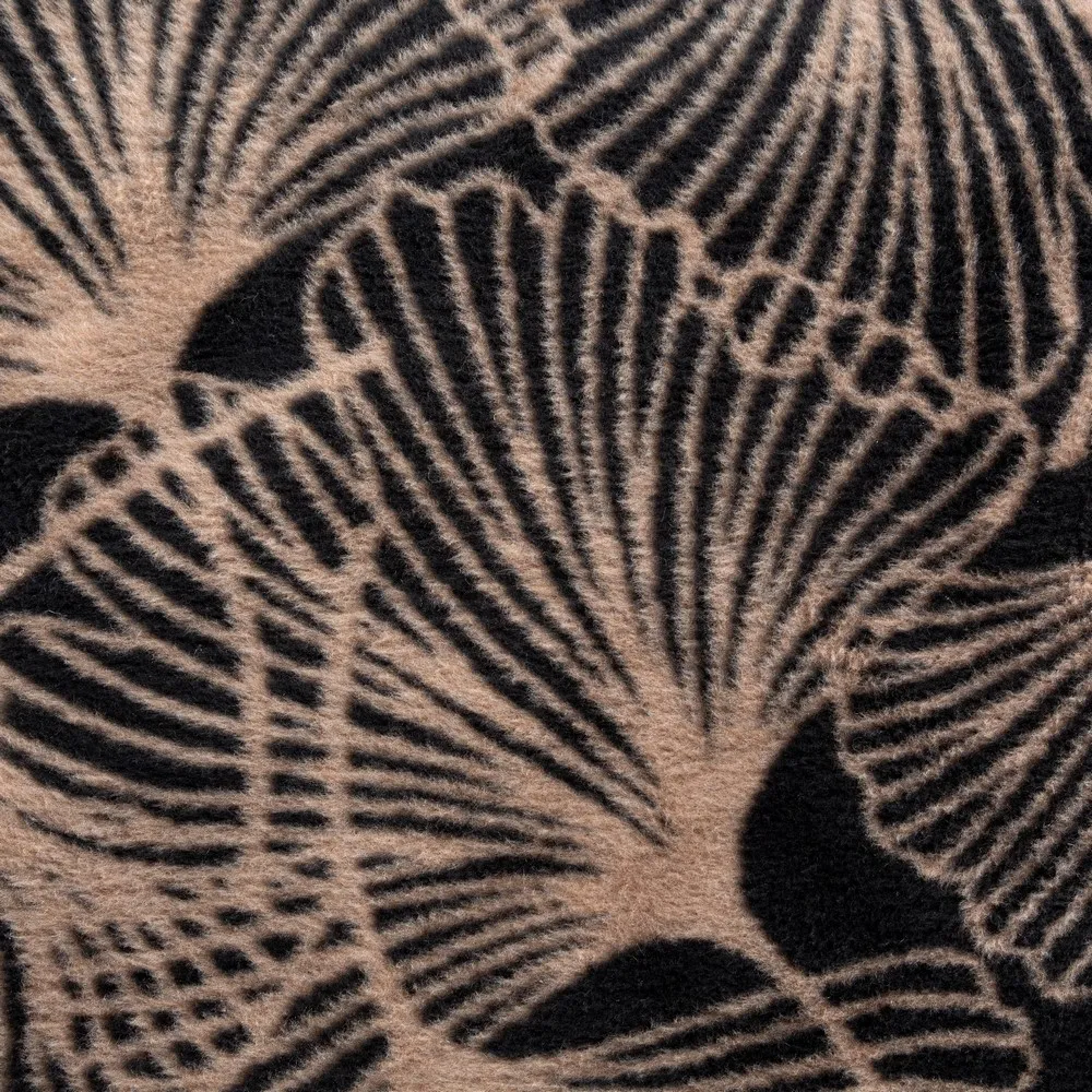 Koc narzuta bawełniany akrylowy 150x200 Akryl 9 czarny beżowy liście miłorzębu Eurofirany
