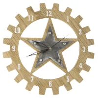 Zegar ścienny 30x3 Texa 01 Koło zębate drewniane Gwiazda metalowa Eurofirany