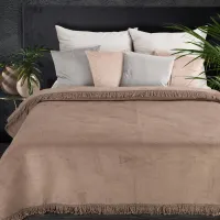 Koc bawełniany akrylowy 220x240 Akryl 7 kawowy jednobarwny z frędzlami Premium narzuta na łóżko Eurofirany
