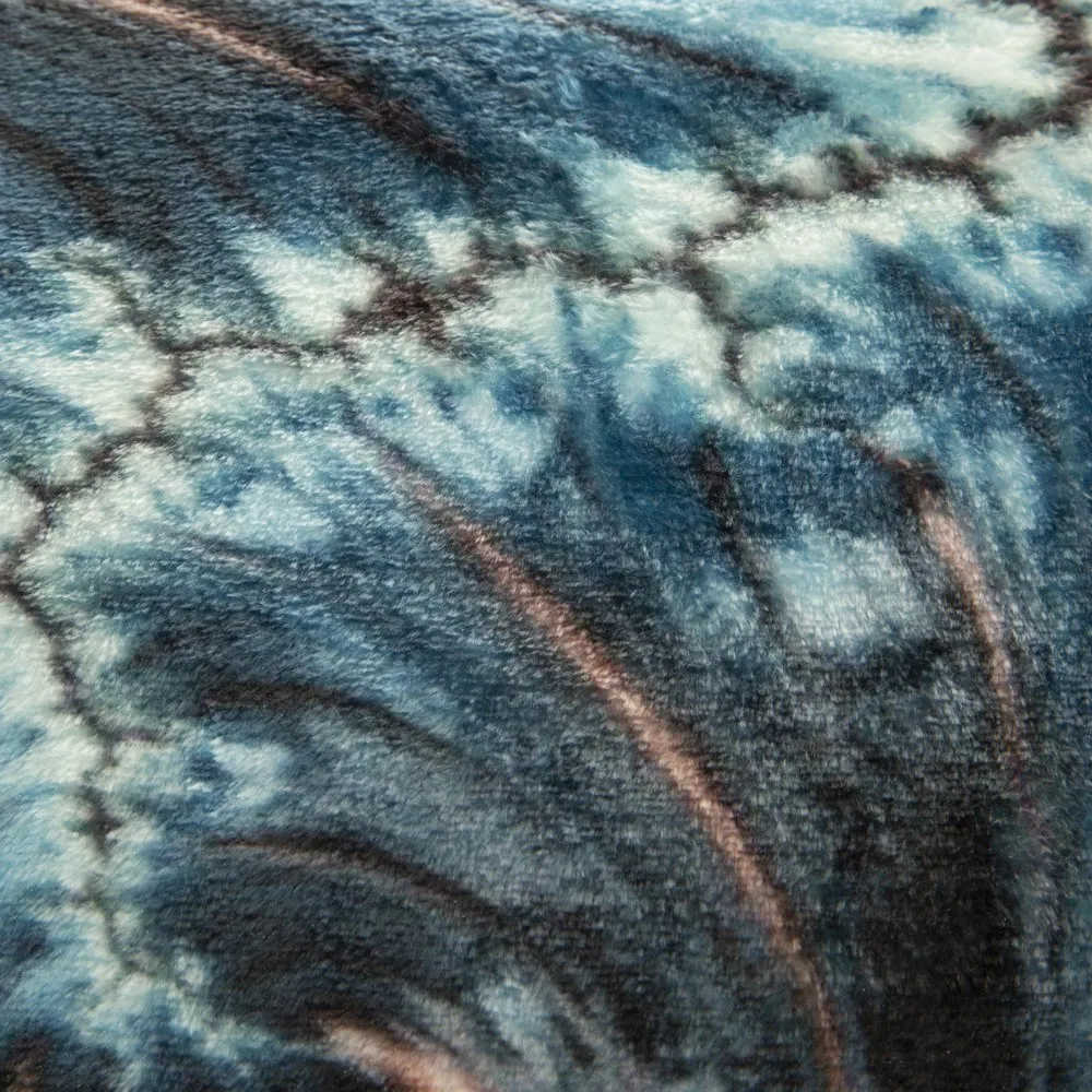 Koc narzuta z mikrofibry 150x200 Chiara niebieski brązowy jasny z fantazyjnym nadrukiem z efektem 3D Eurofirany