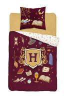 Pościel bawełniana 140x200 Harry Potter 3625 A Herb bordowa musztardowa 0104 młodzieżowa Holland Collection