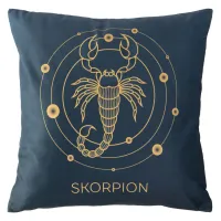 Poszewka dekoracyjna 40x40 Zodiak         Skorpion turkusowa ciemna welurowa