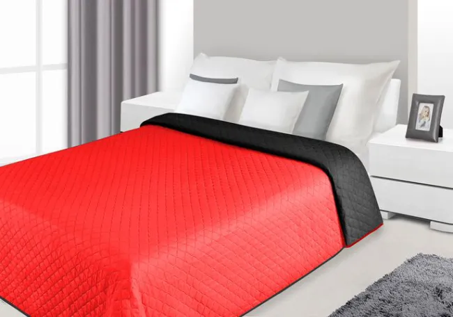 Narzuta na łóżko 230x260 Alex 11 czerwona czarna dwukolorowa Eurofirany