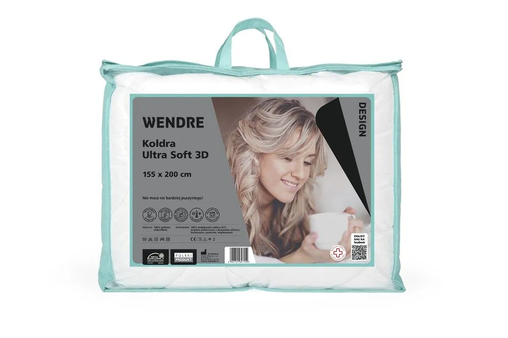 Kołdra Ultra Soft 3D 200x220 biała wzór żakardowy wytłaczany Wendre