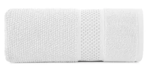 Ręcznik Danny 50x90 biały z wytłaczaną  bordiurą i błyszczącą nicią 500 g/m2 Eurofirany