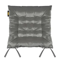 Poduszka siedzisko 40x40x8 Velvet 16 na krzesło grafitowa welurowa z wiązaniem dekoracyjna Eurofirany