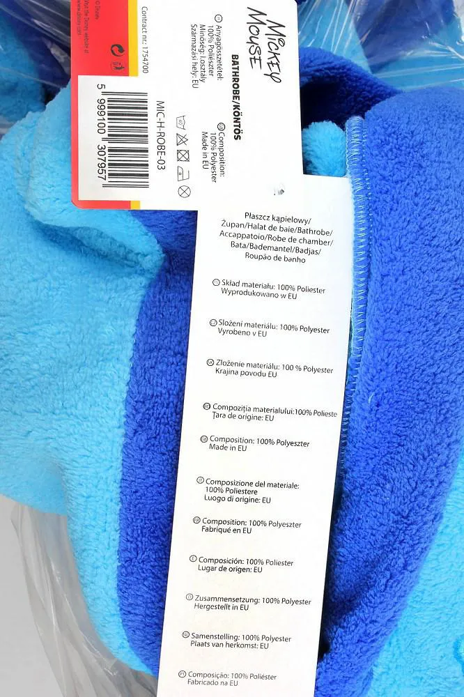 Szlafrok dziecięcy pluszowy Myszka Miki 110/116 5-6 lat niebieski Mickey Mouse
