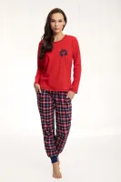 Piżama damska długa 625 czerwona z reniferem krata rozmiar: 3XL