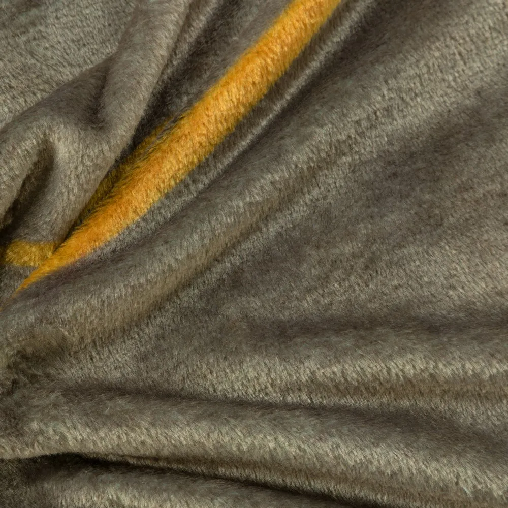 Koc narzuta z mikrofibry 150x200 Alisma 2 brązowy beżowy liście Limited Collection Eurofirany