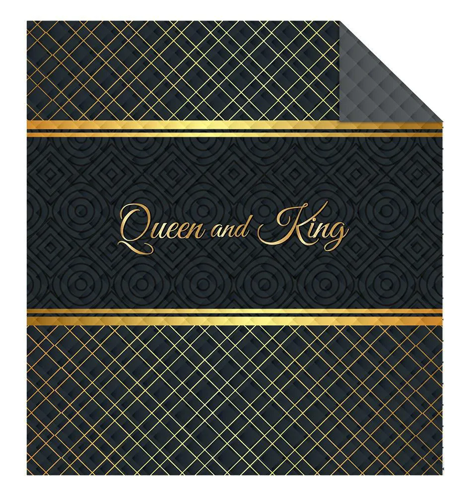 Narzuta dekoracyjna 170x210 Holland K15 Queen and King Królowa i Król czarna złota dwustronna