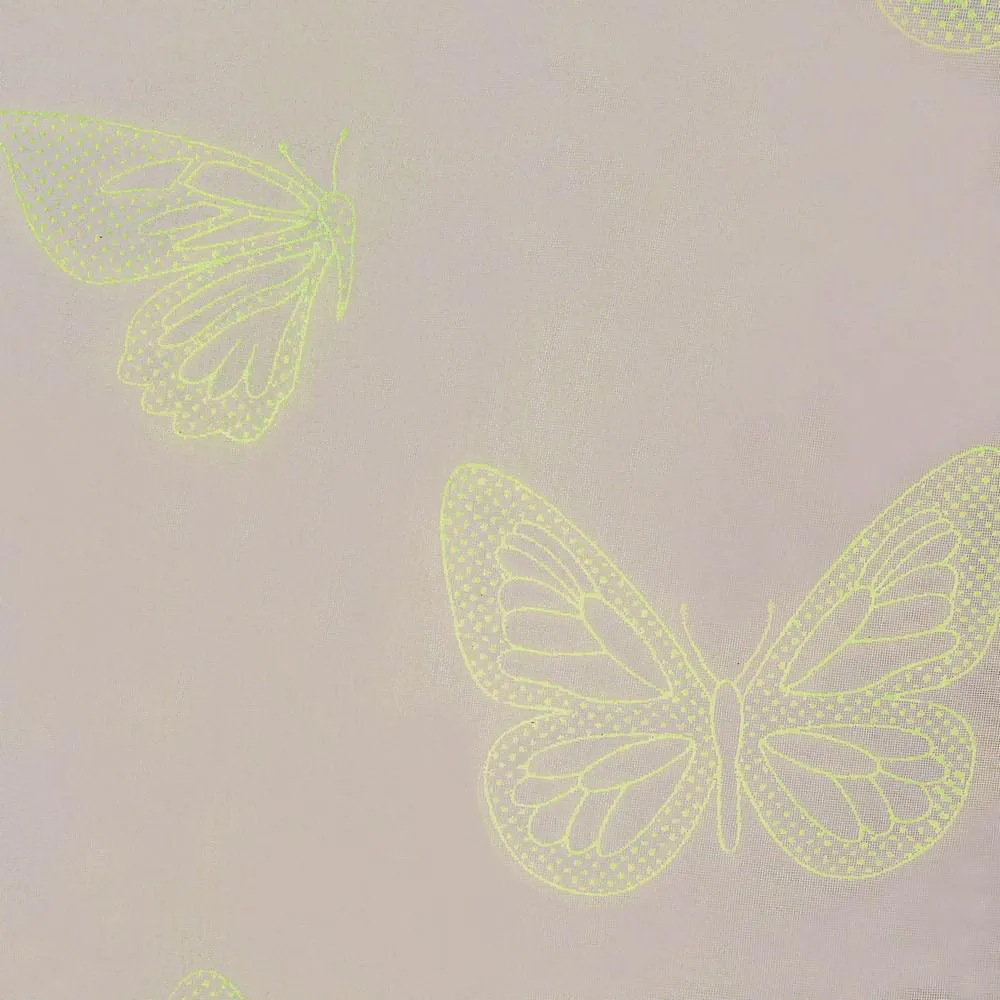 Zasłona gotowa na przelotkach 140x250 Maripos motyle różowa jasna fluorescencyjna świeciąca w ciemności