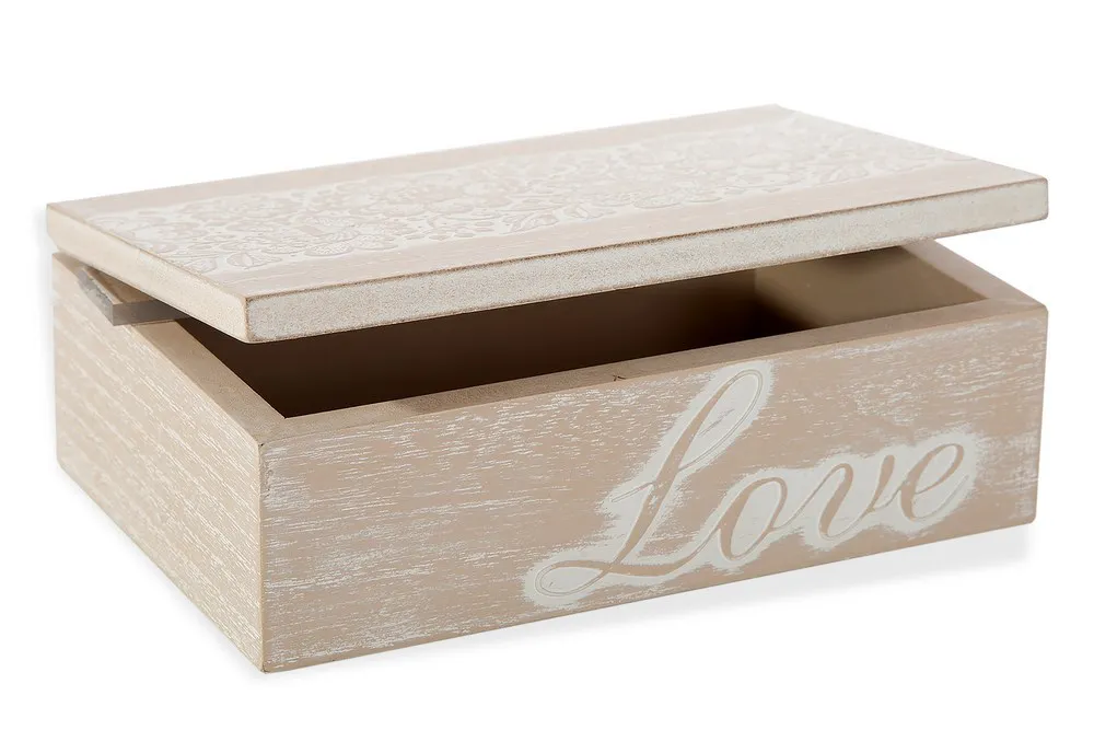 Pudełko dokarcyjne 18x12x6 Lili Box 2/02 drewniane beżowe kwiaty Love