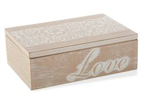 Pudełko dokarcyjne 18x12x6 Lili Box 2/02 drewniane beżowe kwiaty Love