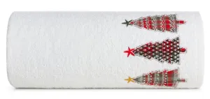 Ręcznik Santa 70x140 biały choinki świąteczny 15 450 g/m2 Eurofirany