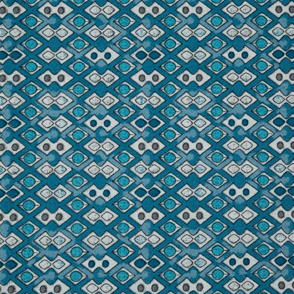 Pościel bawełniana 160x200 Palermo 5 niebieska geometria z nadrukiem i lamówką na poduszkach Terra Collection Eurofirany