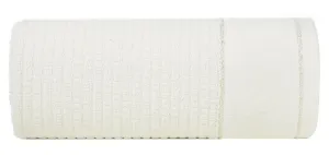 Ręcznik Glory 2 30x50 kremowy z welurową bordiurą i srebrną nicią 500g/m2 frotte Eurofirany