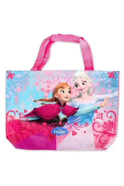 Torba torebka na zakupy plażę plażowa Frozen Kraina Lodu Anna Elsa różowa błękitna 40x27x11 dla dziewczynki 0605