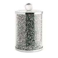 Pojemnik Ventosa 10x17 zielony srebrny do przechowywania do przechowywania z kryształkami w stylu glamour Eurofirany