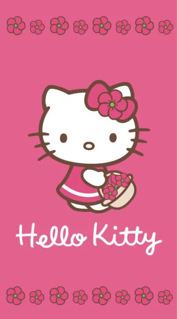 Ręcznik Hello Kitty 50x90 Kwiatki Ciemny Różowy Nowość