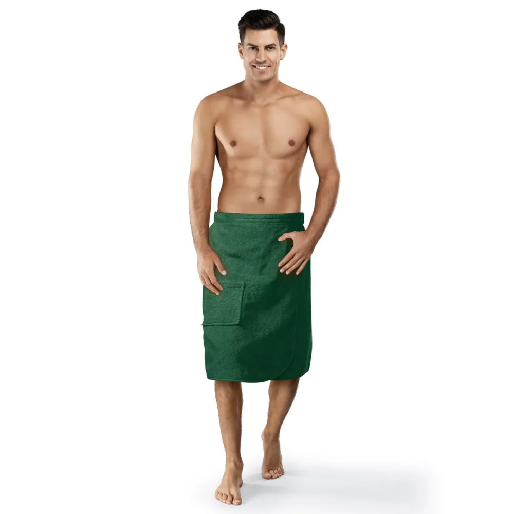 Ręcznik męski do sauny Kilt L/XL zielony butelkowy frotte bawełniany