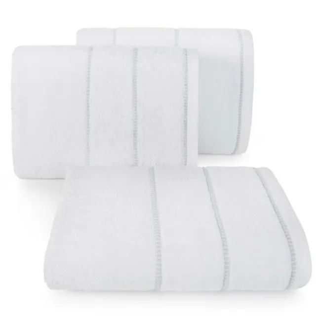 Ręcznik Mari 50x90 biały z welurową bordiurą 500g/m2 Eurofirany