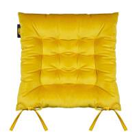 Poduszka siedzisko 40x40x8 Velvet 16 na krzesło żółta welwetowa z wiązaniem dekoracyjna Eurofirany