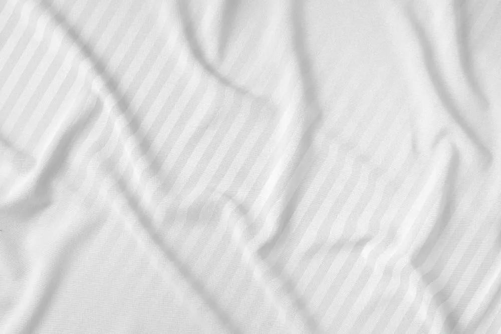 Pościel adamaszkowa 180x200 biała  jednobarwna paski 1 cm Pure