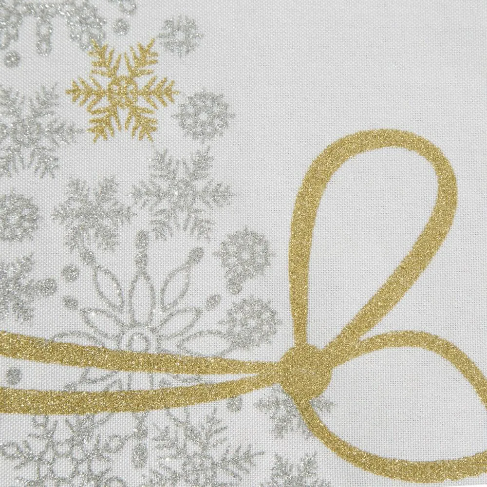 Obrus bieżnik świąteczny 40x140 Aspazy biały choinka śnieżynki złote srebrne Eurofirany
