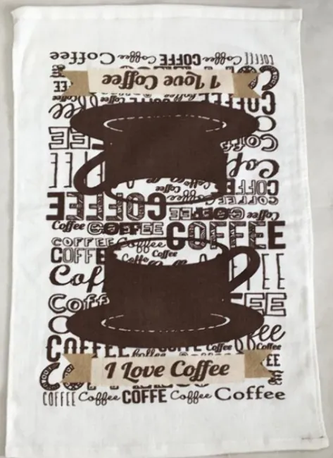 Ręcznik kuchenny 38x65 Coffe filiżanka brązowa I Love Coffe