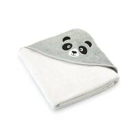 Okrycie kąpielowe niemowlęce 90x90 Panda Alabaster-5730 ekri szare frotte ręcznik z kapturkiem dziecięcy