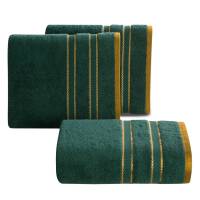 Ręcznik 100x150 Kristi  zielony ciemny z ozdobną bordiurą w pasy frotte 500g/m2 Eurofirany