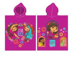 Poncho dla dzieci 50x115 Dora i przyjaciółki 1749 Love my friends różowe ręcznik z kapturem